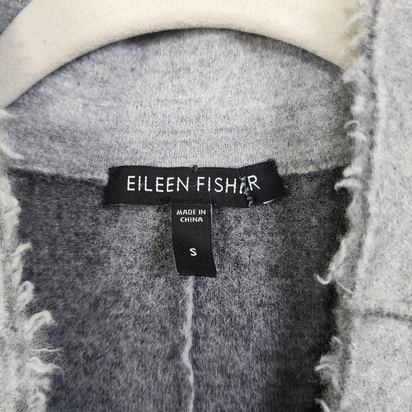 Eileen Fisher Womens Merino Wool Open Front Cardigan Size Small Gray Thick Warm - Picture 4 of 11